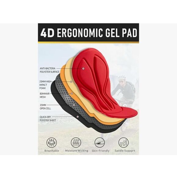 NEW Przewalski Men's Cycling Bib Pants 4D Padded Fleece Lined XL - Picture 6 of 8